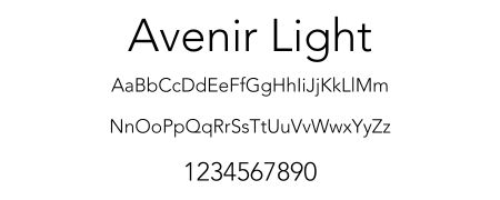 Avenir Light Font Card