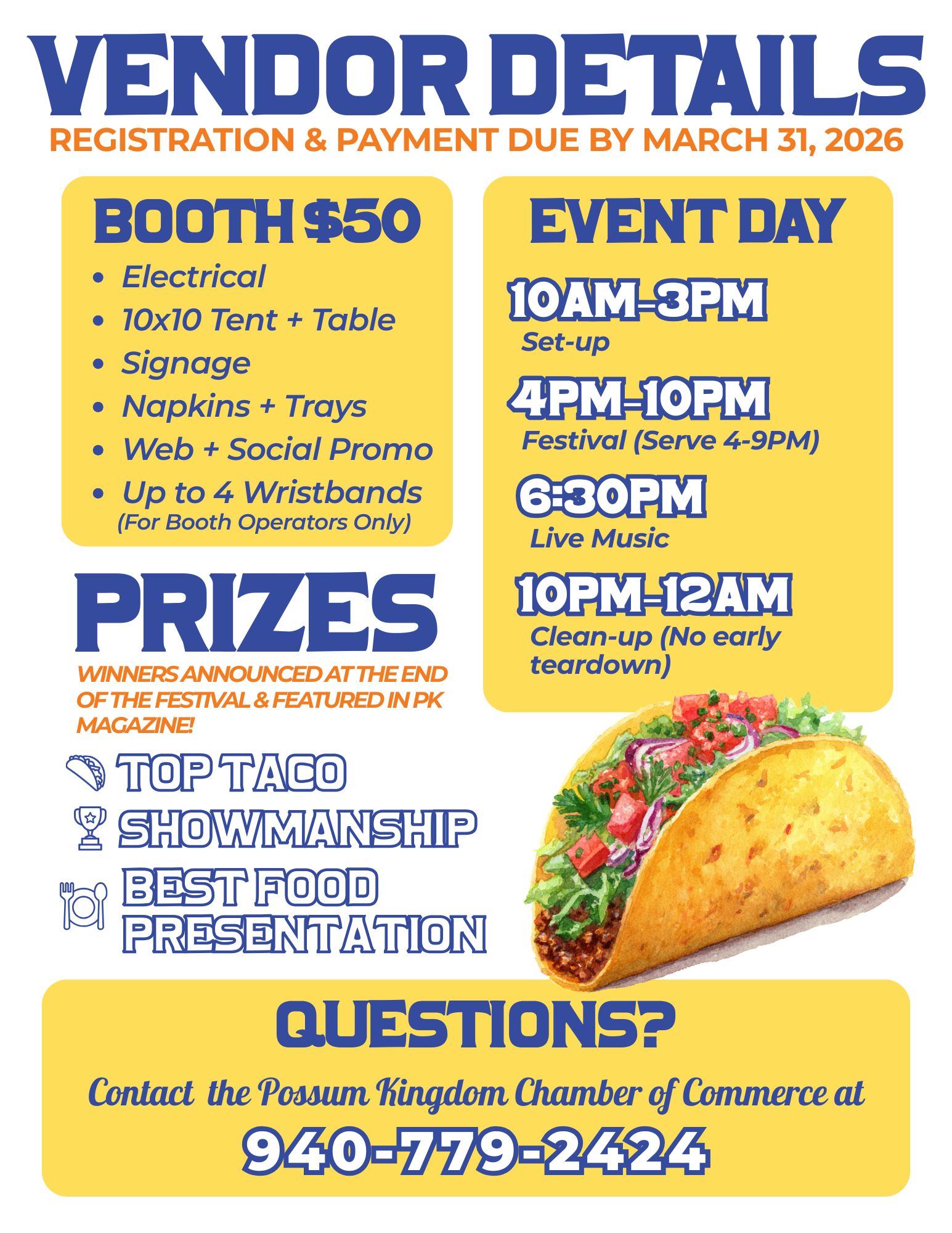 Helluva Taco Fest at PK Lake Vender Flyer