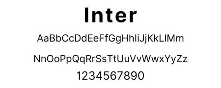 WC Fonts Inter Inter font displayed with uppercase, lowercase letters, and numbers; popular choice for clean website design.