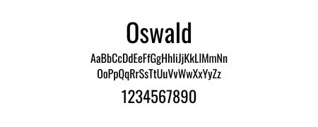 Oswald font sample displaying all letters and numerals, ideal for website design.
