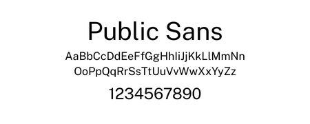 Public Sans font displaying uppercase, lowercase letters, and numbers, ideal for modern and clean website design.