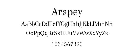 Elegant serif font "Arapey" displaying uppercase, lowercase letters, and numerals, suitable for website design.