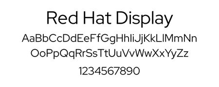 Red Hat Display font showcasing alphabet in uppercase, lowercase, and numbers; ideal for modern website design.