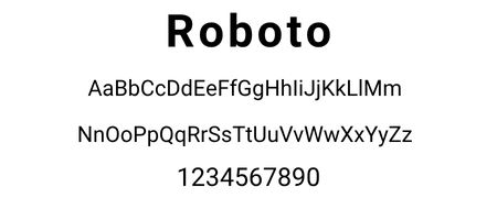 Roboto font sample showing uppercase, lowercase letters, and numbers, ideal for modern website design.