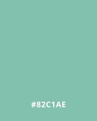 #82C1AE Teal color block with hex code #82C1AE, ideal for website design backgrounds or elements.