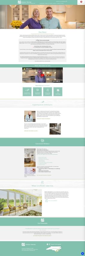 Horizon Homes – Story Modern website design featuring a couple's story, service highlights, testimonials, and contact information.
