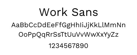 Work Sans Work Sans font showcasing uppercase, lowercase letters, and numbers. Ideal for clean, modern website design.