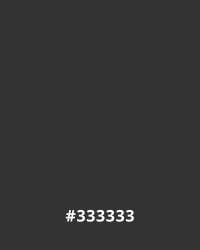 #333333 Dark gray hex color #333333, often used in website design for backgrounds, ensuring readability and a sleek, modern appearance.