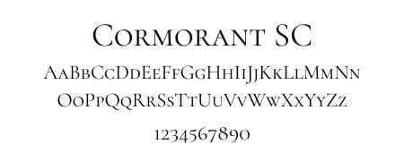 Cormorant SC (1) Cormorant SC serif font showcasing alphabet and numerals, ideal for elegant website design aesthetics.