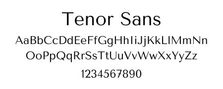 Tenor Sans (1) Tenor Sans font sample showcasing alphabet and numbers, ideal for minimalist website design.