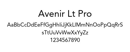 Avenir Lt Pro Font HH Typeface sample of Avenir Lt Pro showcasing uppercase, lowercase, and numerals, ideal for modern website design.
