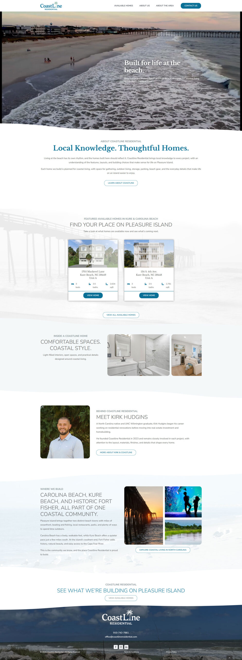 screencapture-coastlineresidential-WEB Beachfront website design featuring real estate listings for coastal homes on Pleasure Island, with emphasis on local knowledge and coastal style.